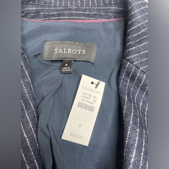 NWT Talbots Blue Pinstriped Blazer Wool Blend Jacket Size 8 - Picture 3 of 9